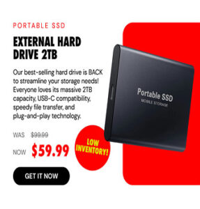 Portable SSD External Hard Drive 2TB